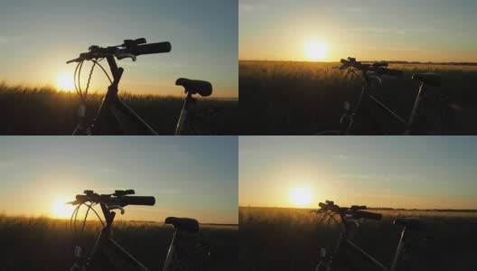 日落时分的自行车高清在线视频素材下载
