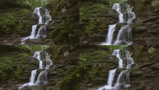 夏天喀尔巴阡的Shipot瀑布高清在线视频素材下载