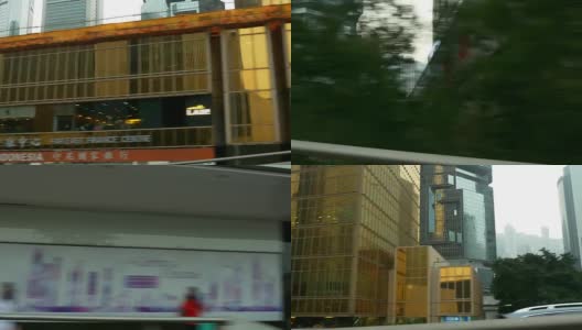 白天时间香港城市中心的士道路旅行侧街景全景4k中国高清在线视频素材下载