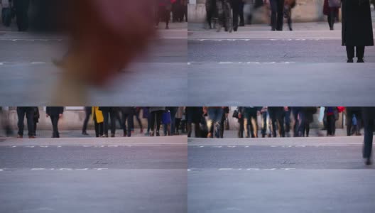 黄昏时分，英国伦敦，行人穿过马路高清在线视频素材下载