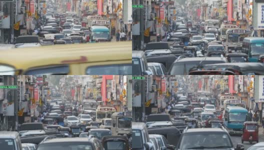 斯里兰卡康提- 2017年2月11日:亚洲交通。背景是熙熙攘攘的大城市，车水马龙。近距离高清在线视频素材下载