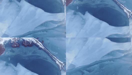 300米高的冰冻湖-空中纹理高清在线视频素材下载