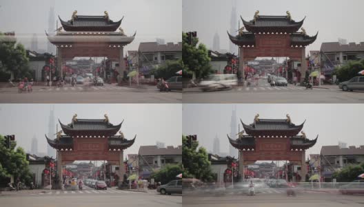 中国上海传统商业老街入口高清在线视频素材下载