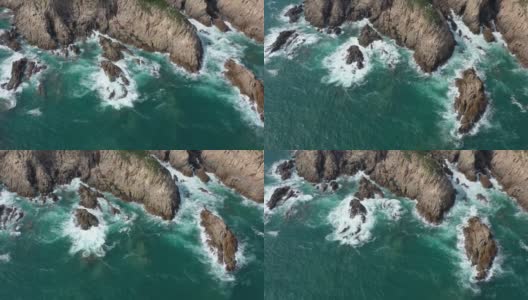 香港西贡，海岸岩石上白色的浪花高清在线视频素材下载