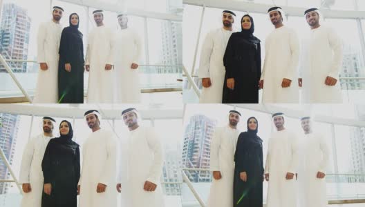 肖像男女阿拉伯商务团队民族服装高清在线视频素材下载