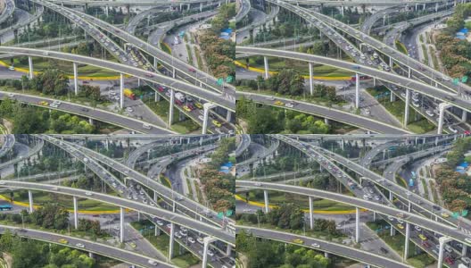 中国南京最繁忙的高速公路，高速公路，繁忙的城市交通交汇处，高清在线视频素材下载