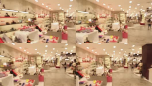 平移镜头:购物中心行人的抽象模糊背景高清在线视频素材下载
