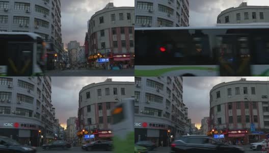 日落天空上海城市交通街道十字路口全景4k中国高清在线视频素材下载