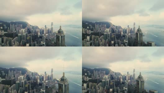 无人机拍摄:4K航拍香港天际线高清在线视频素材下载