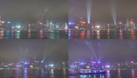 从尖沙咀海港城一侧眺望“幻彩交响乐”高清在线视频素材下载