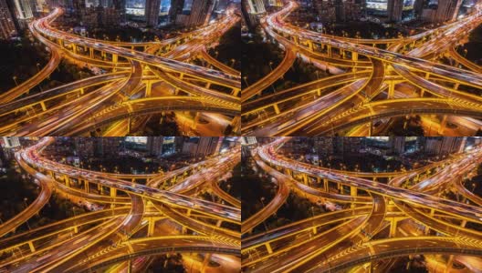 T/L WS HA ZI照亮高架道路和繁忙的交通在晚上/上海，中国高清在线视频素材下载