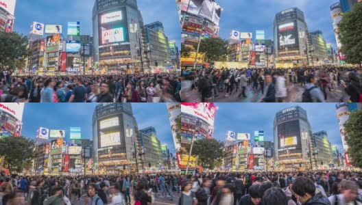 4K分辨率的时间推移拥挤的人穿过东京涩谷市，日本著名的地方，东京旅游景点地标，亚洲城市的生活方式高清在线视频素材下载