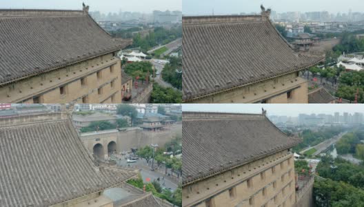 航拍古城墙，西安，陕西，中国高清在线视频素材下载