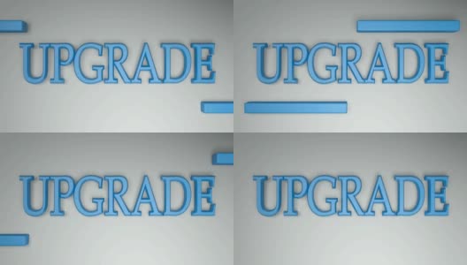 升级在白色背景上的蓝色字母- 3D渲染视频剪辑高清在线视频素材下载