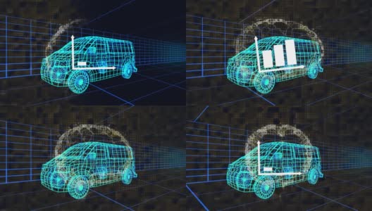 人脑动画和统计的三维绘图模型的货车和网格高清在线视频素材下载