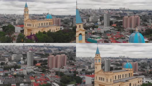 Freguesia do O教堂鸟瞰图，圣保罗，巴西高清在线视频素材下载