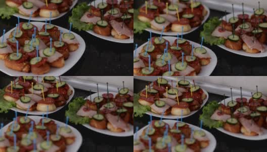 婚礼上的美味小三明治高清在线视频素材下载