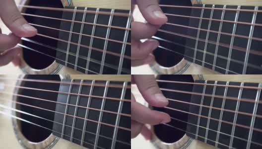 吉他演奏手指风格特写高清在线视频素材下载