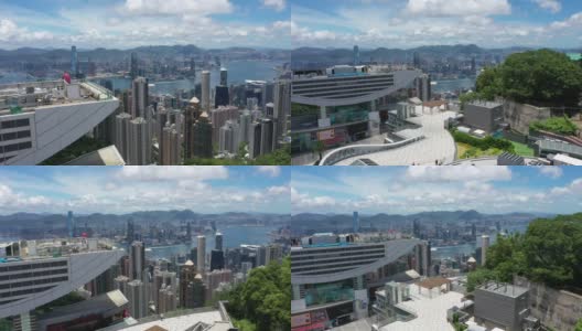 香港太平山顶塔的无人机照片高清在线视频素材下载