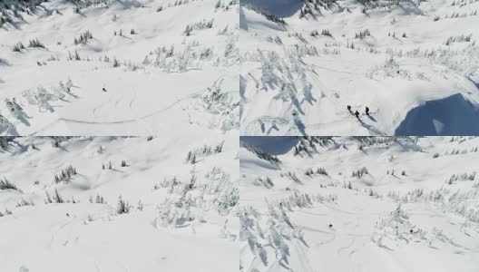 滑雪者在4k雪山上滑雪高清在线视频素材下载