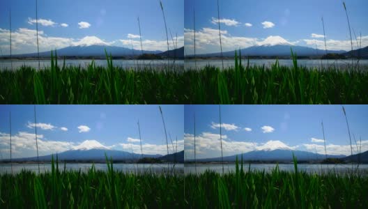 日本美丽的风景富士山与蓝天高清在线视频素材下载