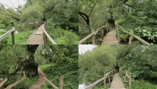 镜头从长长的木桥上飞过。Steadycam拍摄高清在线视频素材下载