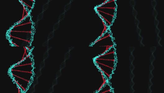 3D渲染DNA旋转在黑暗的背景，抽象的化学概念高清在线视频素材下载
