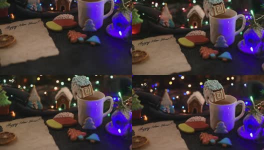 圣诞饼干和一杯茶高清在线视频素材下载