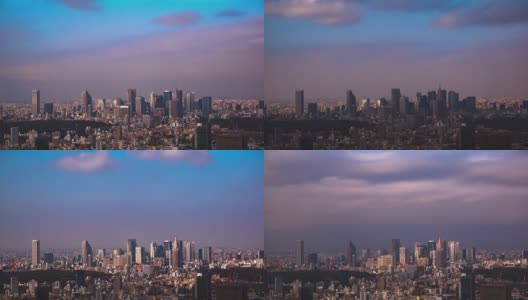 时间流逝——日本新宿的摩天大楼将会从云层中升起高清在线视频素材下载