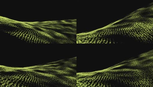 黄色波浪和粒子3D动画高清在线视频素材下载
