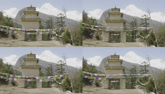 入口呈圆弧状的尼泊尔村。高清在线视频素材下载