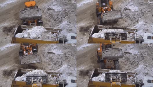 小区大雪后路面机械装雪高清在线视频素材下载