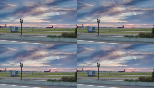 日落时分，充满活力的新奥尔良机场天空高清在线视频素材下载