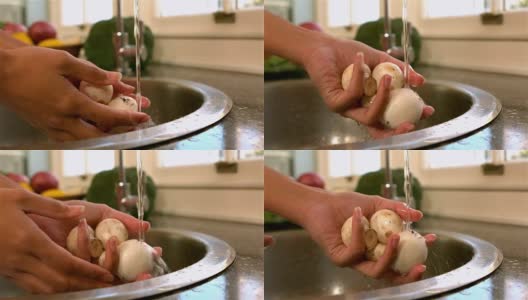 女人洗蘑菇高清在线视频素材下载