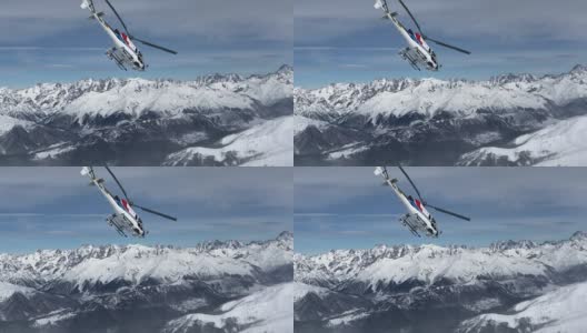 直升机飞过雪景高清在线视频素材下载