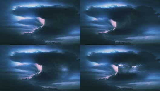 风景或抽象背景。美丽的雷暴和闪电视频。蓝色的。高清在线视频素材下载