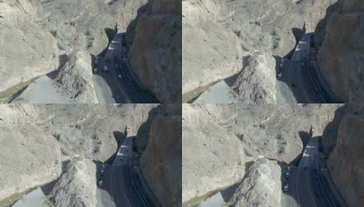 无人机在悬崖之间风景优美的亚利桑那州高速公路上空高清在线视频素材下载