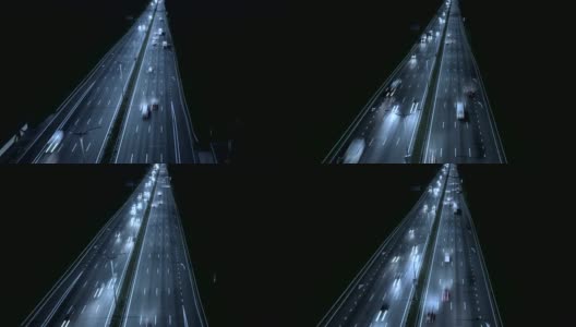夜间高速公路尖峰时间的交通状况。延时，超高清4K高清在线视频素材下载