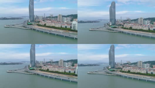 厦门鸟瞰图的城市景观，中国福建高清在线视频素材下载