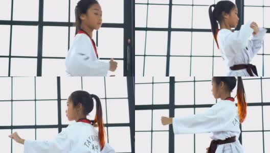 肖像亚洲女孩跆拳道工作室高清在线视频素材下载