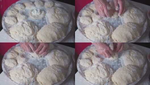 用白软干酪做面包的过程高清在线视频素材下载