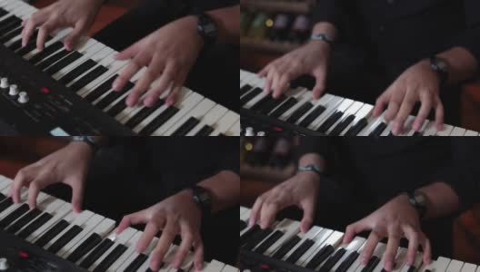 音乐家手弹奏钢琴的特写高清在线视频素材下载