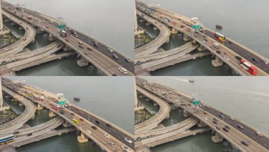 香港北角- 2021年3月2日:港岛东走廊是一条沿港岛东北海岸兴建的高速公路，在高峰时段车辆交通十分繁忙高清在线视频素材下载