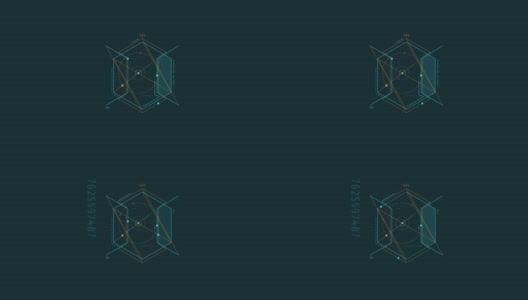 六边形HUD元素中的圆形循环动画。高清在线视频素材下载