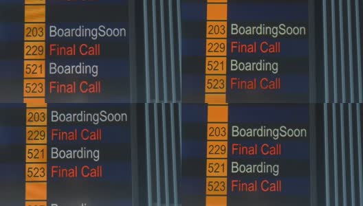 在城市国际机场的客户的状态和航班号记分牌高清在线视频素材下载
