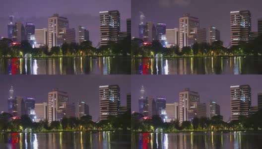 时间流逝:城市公园夜景高清在线视频素材下载