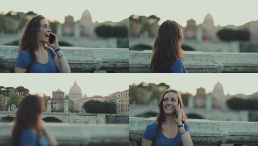 罗马和圣彼得圆顶的女游客高清在线视频素材下载