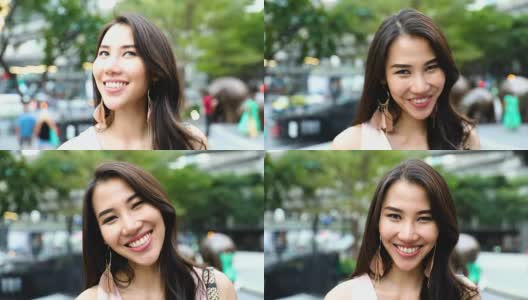 泰国妇女肖像户外在城市高清在线视频素材下载