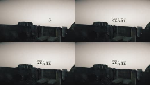老式打字机的打字条打印出Word START高清在线视频素材下载