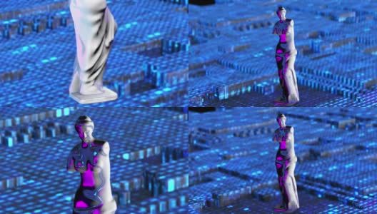 数字环境中的3D维纳斯雕像高清在线视频素材下载